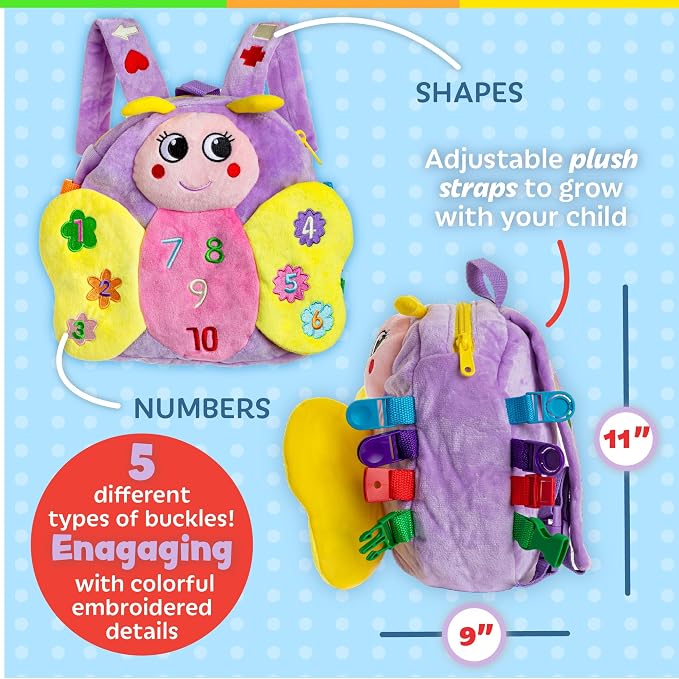 Buckle Toys Blossom Butterfly Toddler Backpack - Image 4