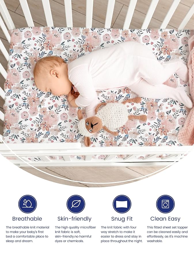 TotAha Premium Stretchy Crib Sheets-Hypoallergenic, Silky Comfort, Buttery Soft - Image 2