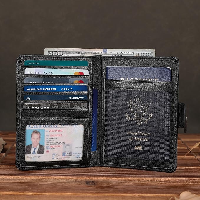 Polare Luxury RFID Blocking Leather Passport Holder Travel Wallet - Image 6