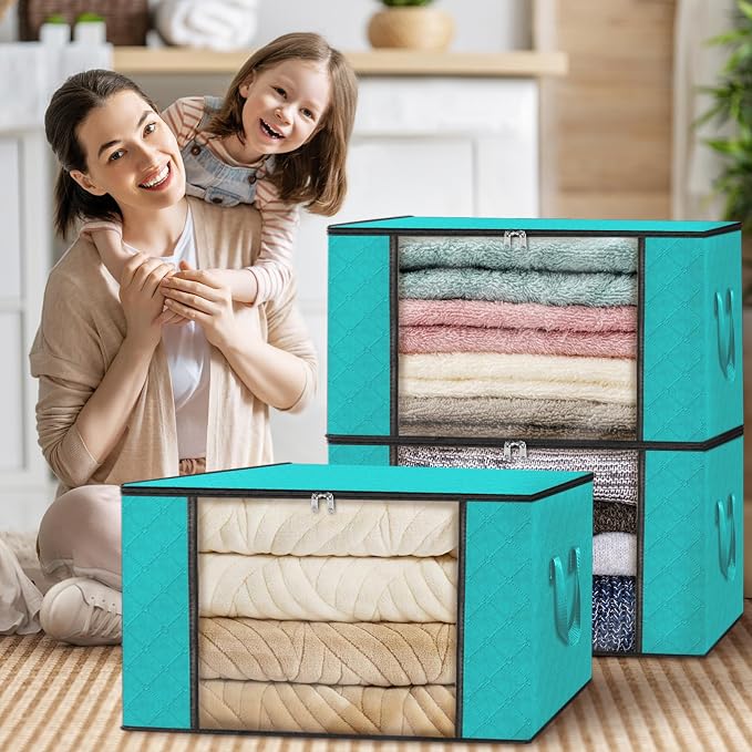 Fab totes 6 Pack Clothes Storage, Foldable Thick Fabric Blanket Storage Bags - Image 7