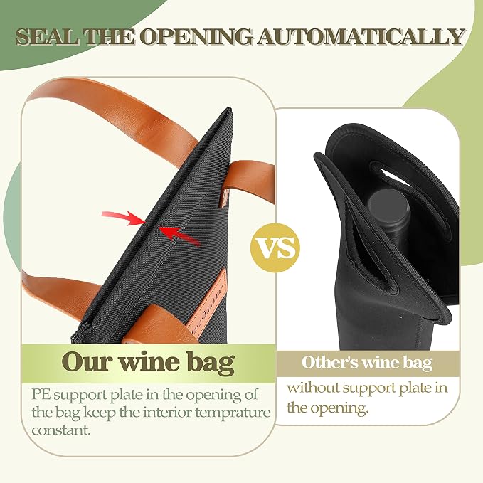 Tirrinia Single Wine Carrier Tote, Insulated Wine Cooler Bag - Image 5