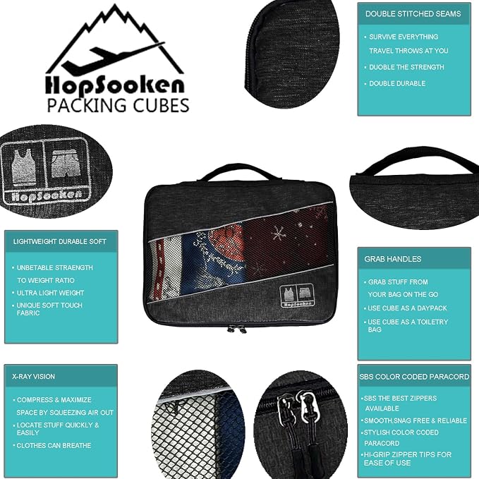 5 Set Packing Cubes for Travel Large Suitcase Luggage Organizer Bags Travel - Image 6