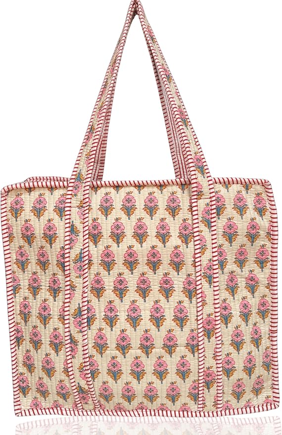 Cotton Quilted Tote Bag for Women – Large Beach & Travel Tote by ThirdEyeExport