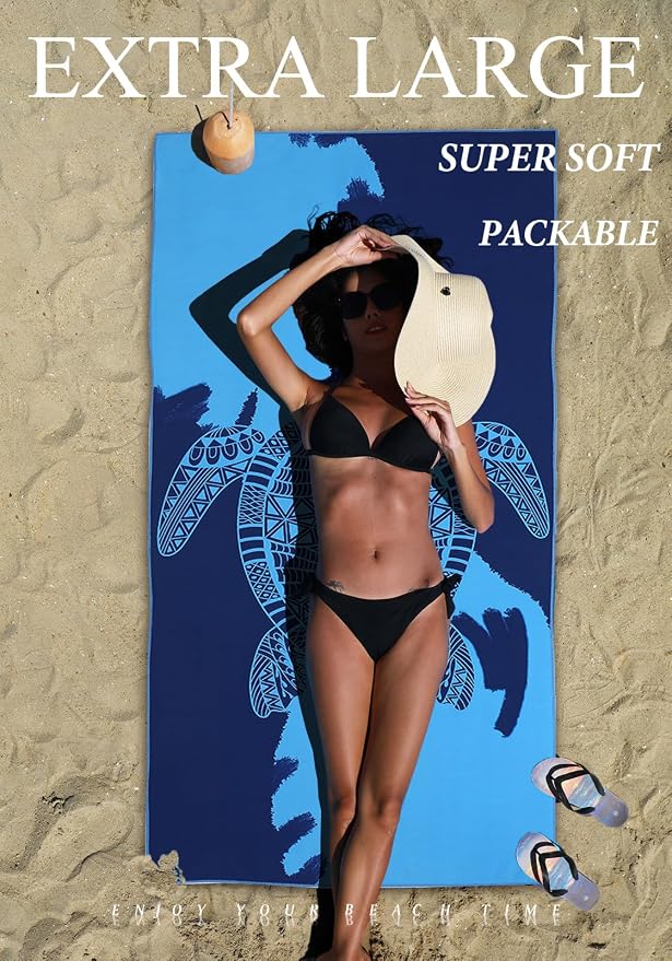 2 Pack Microfiber Lightweight Thin Beach Towel Sand Free Quick Dry Super - Image 3
