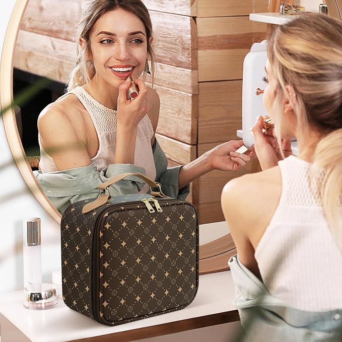Travel Makeup Bag With 360° rotating LED Mirror, Waterproof cosmetic organizer - Image 7
