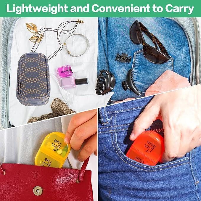 Serfeymi Weekly Travel Pill Organizer 2 Times A Day AM PM Upgraded Rainbow Pill - Image 6