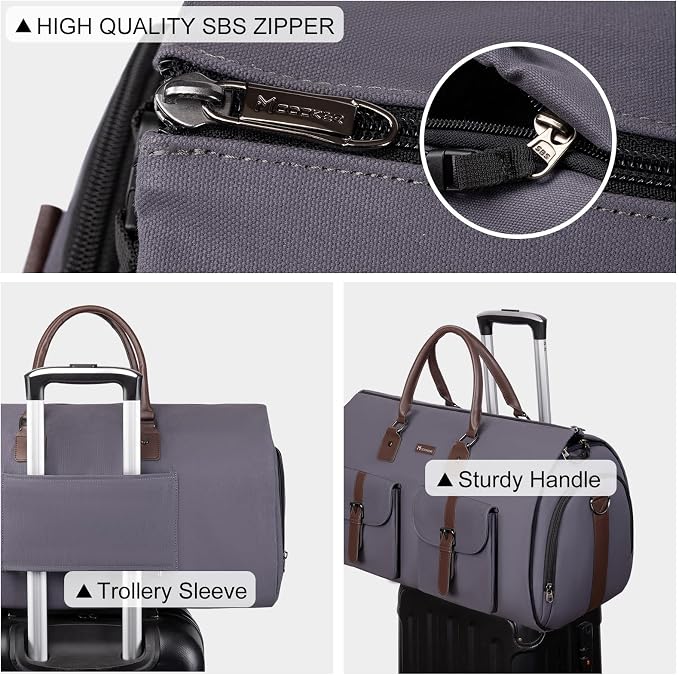 Modoker Garment Convertible Weekender Bag, Carry on Canvas Garment Duffle Bag - Image 4