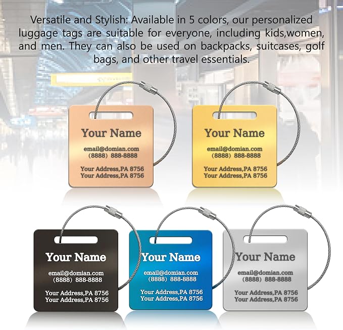 （2-Pack） Stainless Steel Custom Luggage Tags - Image 2