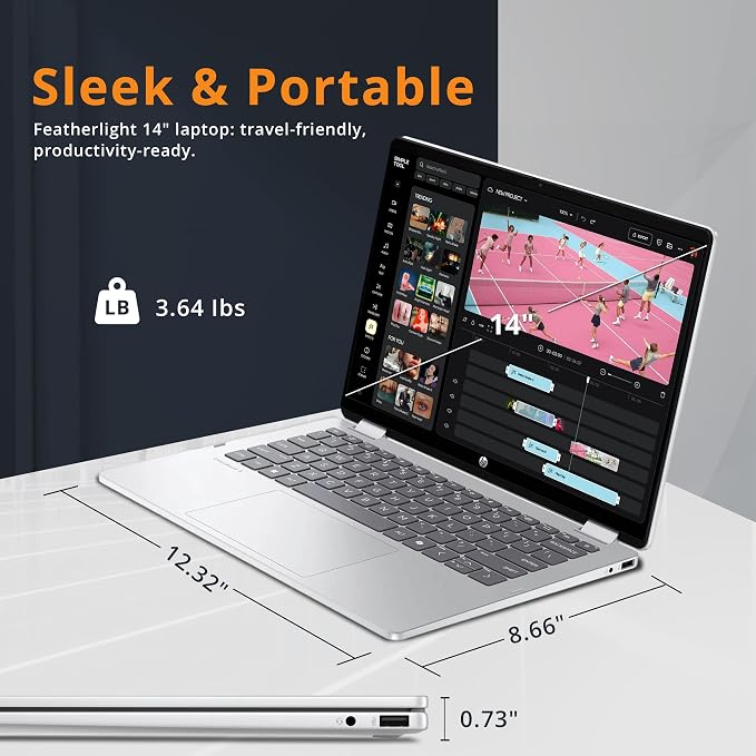 HP OmniBook 5 Flip 2-in-1 14" 2K Touchscreen Laptop, Intel 7 150U, 16GB LPDDR5 - Image 8