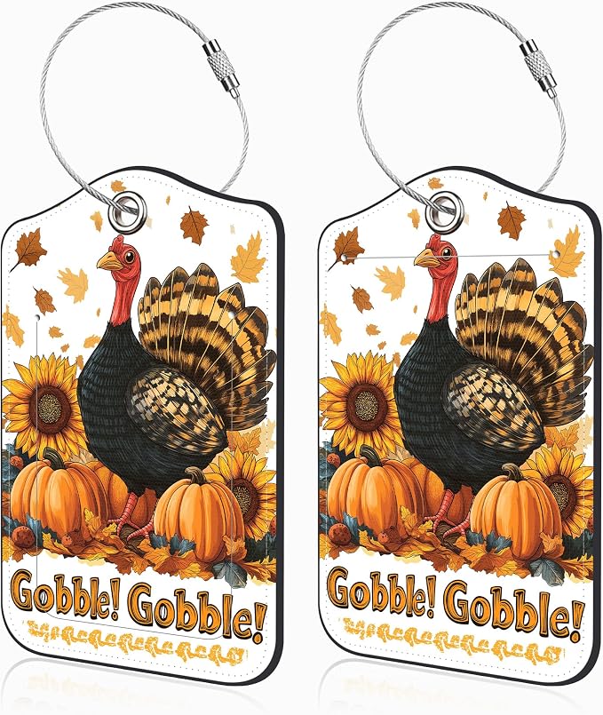 2 Pack Autumn Turkey and Pumpkin Luggage Tags by Unknown