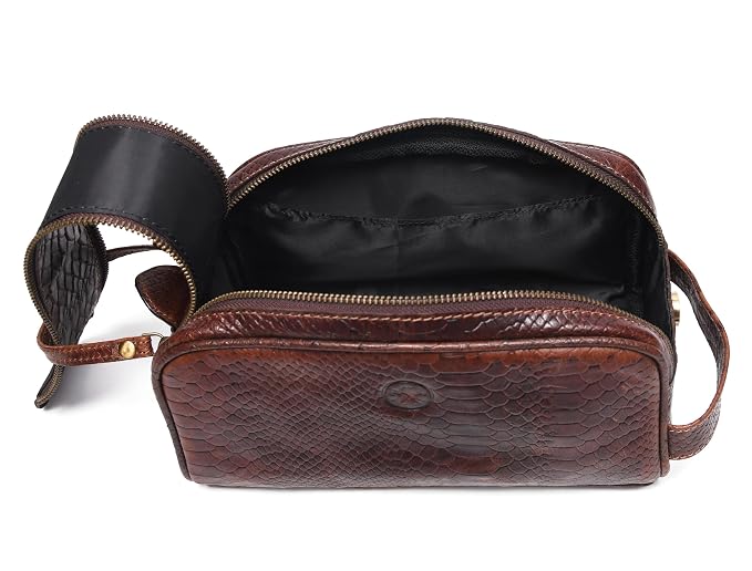 10" Premium Leather Toiletry Travel Pouch - Image 8