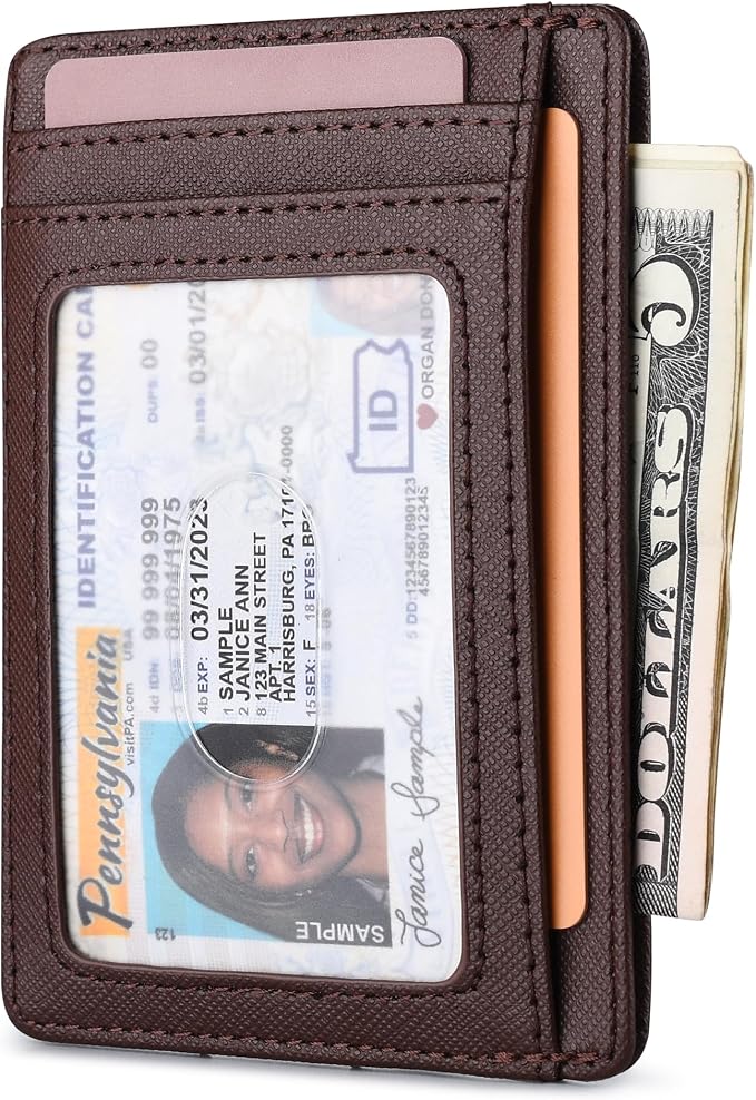 Buffway Slim Minimalist Front Pocket RFID Blocking Leather Wallets - Image 2