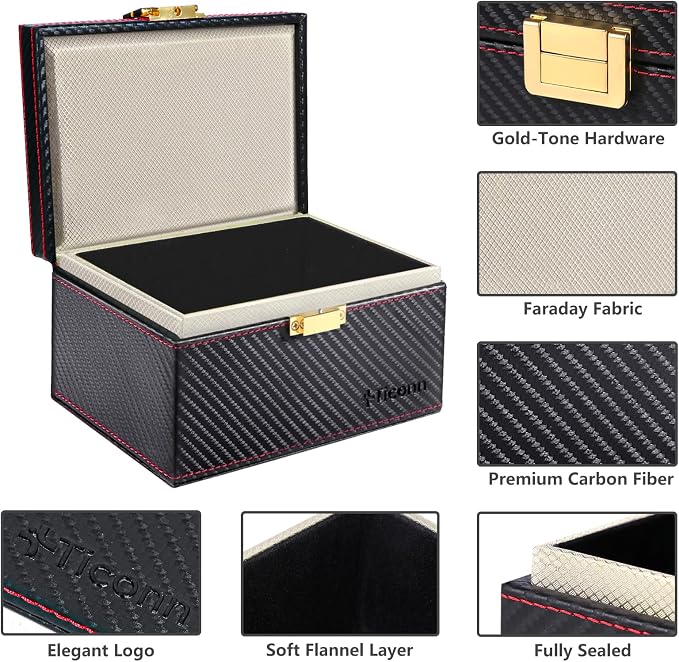 TICONN Faraday Box, Car Key Fob Protector, Carbon Fiber Signal Blocker - Image 3