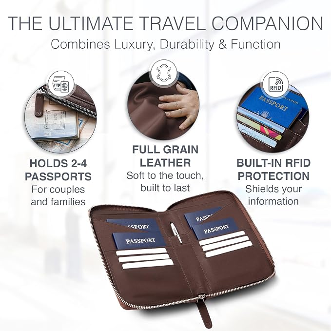 Full Grain Leather Family Passport Holder - Image 2