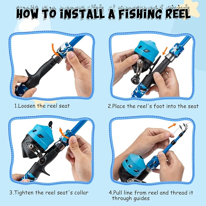 Kids Fishing Pole Set, Telescopic Fishing Rod Reel Combo Kids Starter Kit - Image 4