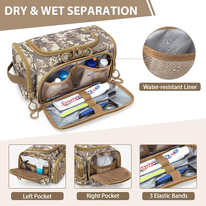 Tactical Toiletry Bag for Men, Hanging Hygiene Bag, Travel Dopp Kit Organizer - Image 2