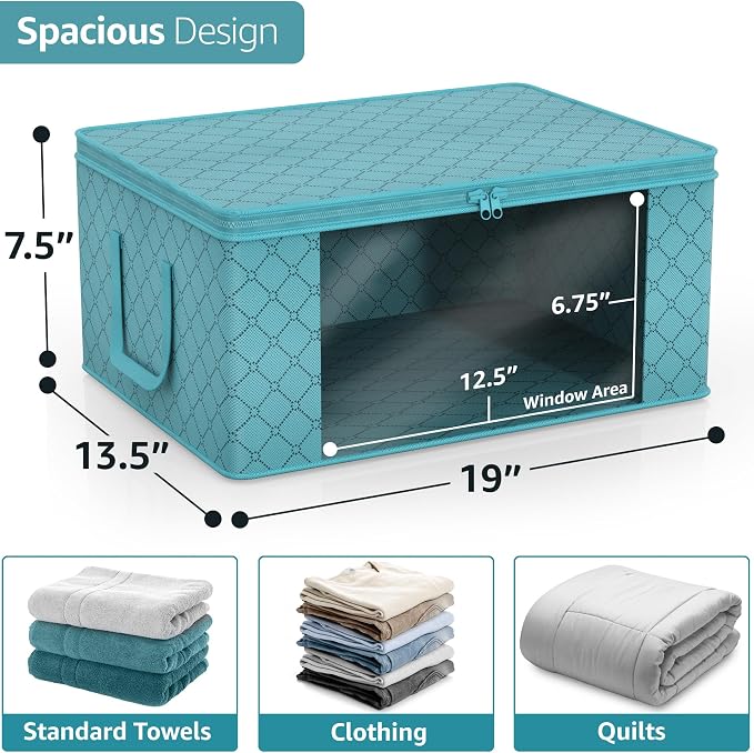 Sorbus Foldable Storage Bag Organizers, Large Clear Window & Carry Handles - Image 3