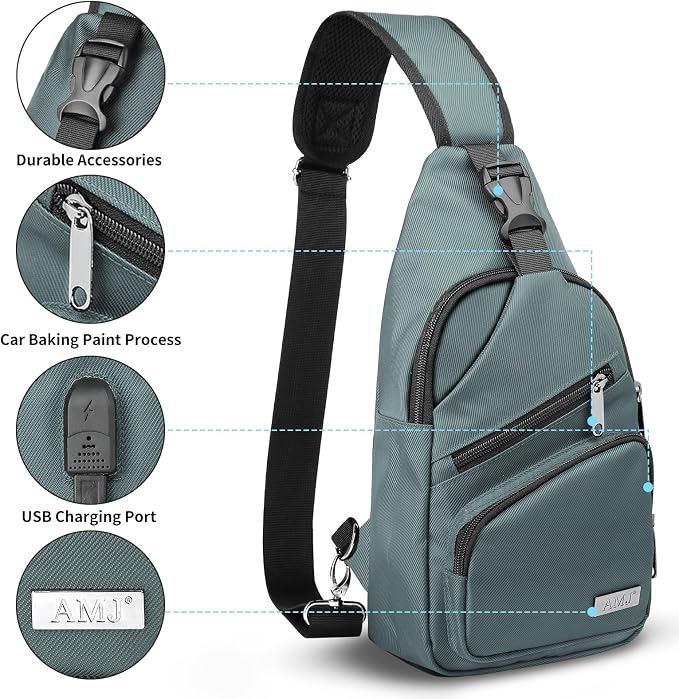AMJ Crossbody Sling Bag Men Women, Casual Shoulder Backpack, Chest Daypack - Image 3