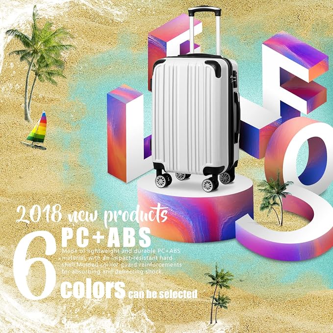 Coolife Luggage Expandable Suitcase PC+ABS Spinner 20in 24in 28in Carry on) - Image 2