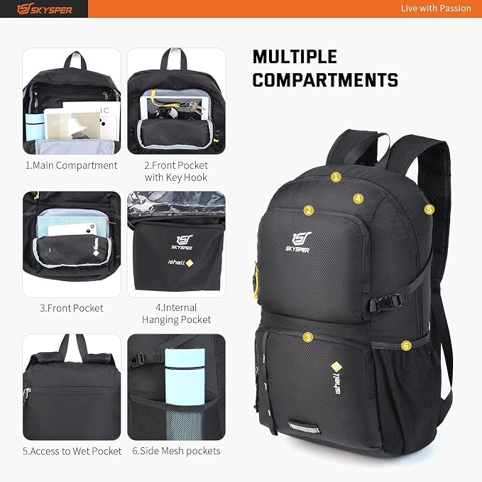 SKYSPER Lightweight Packable Backpack - 30L Hiking Daypack - Image 2