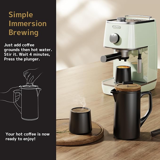 DHPO Ceramic French Press Coffee Maker, 22 Ounce Coffee Press Manual Brewer - Image 2