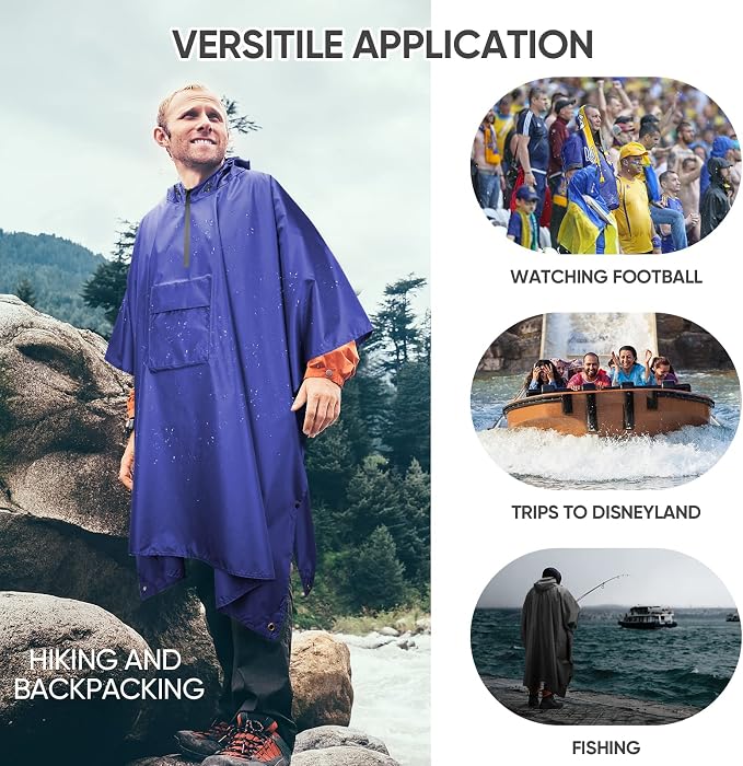 PTEROMY Hooded Rain Poncho for Adult - Image 5