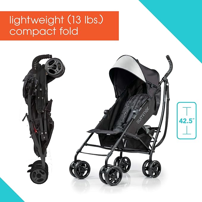 Summer Infant Ingenuity 3Dlite Convenience Stroller, Jet Black–Lightweight - Image 2