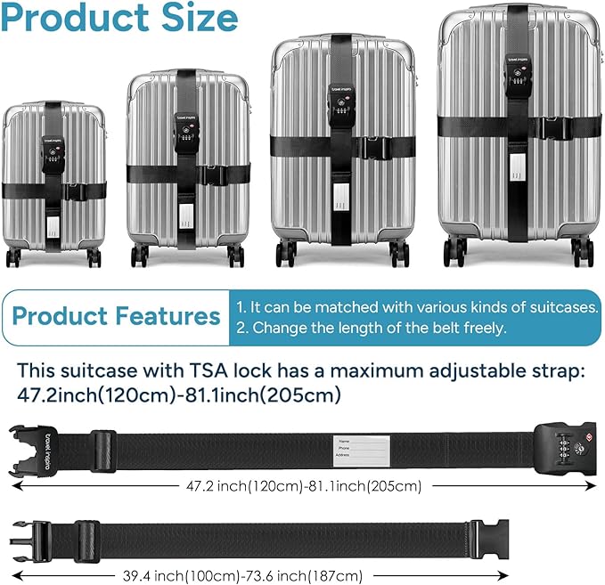 Travel Inspira TSA Lock Luggage Straps - Image 3
