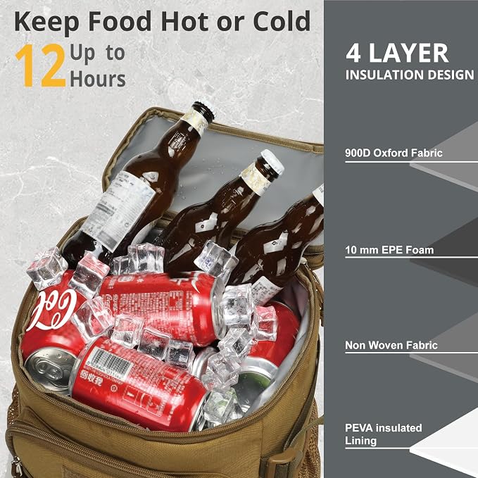 Tactical Backpack Cooler, 25L Cooler Backpack Insulated Leak-Proof, Heavy Duty - Image 4