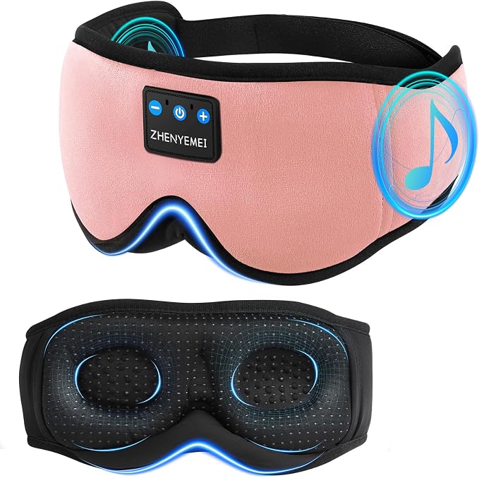 3D Sleep Mask with Bluetooth Headphones, Sleeping Headphones by RestEasyLiveCalm