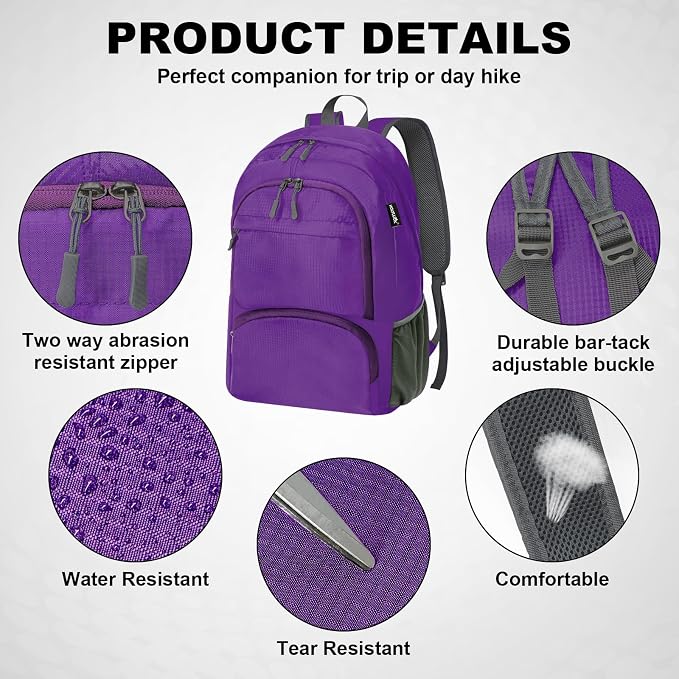 HOLYLUCK 20L lightweight packable Hiking Daypack Foldable Backpack - Image 4