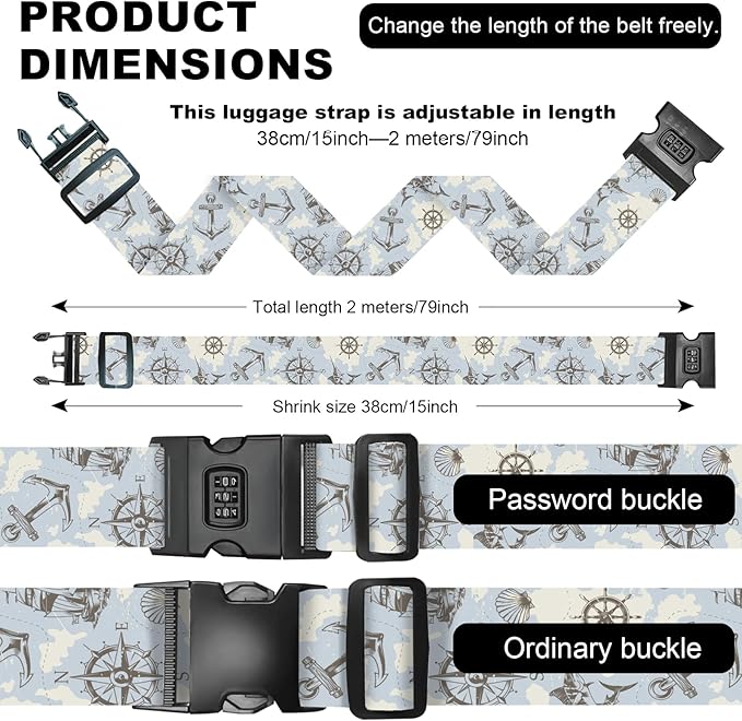 2 Pack Luggage Straps, Adjustable Cute Printing - Image 7