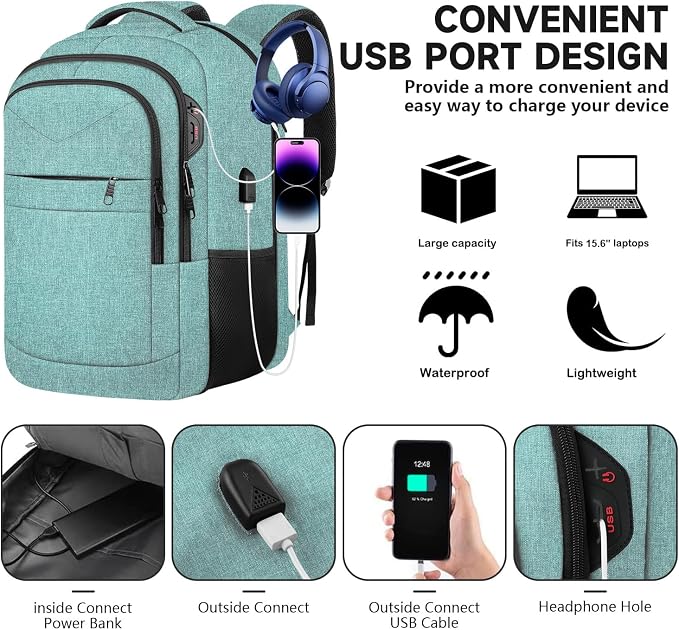 Lapsouno Business Laptop Backpack, Travel Laptop Backpack, Anti Theft Sturdy - Image 2