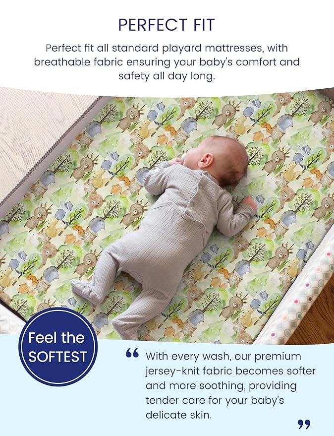 TotAha Mini Crib Sheets 24x38, Ultra Soft Pack N Play Sheets Fitted Boy Girl - Image 2