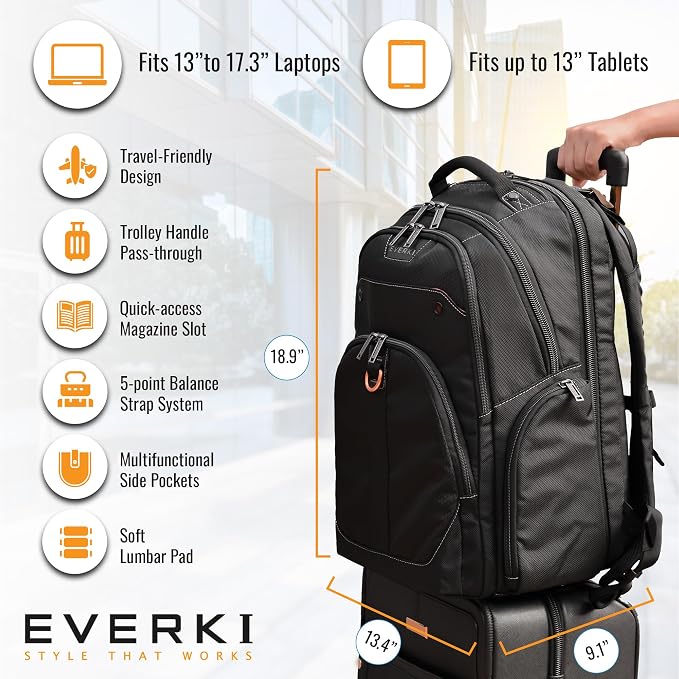 EVERKI 32L Atlas Business Laptop Backpack – Adjustable Compartment - Image 5