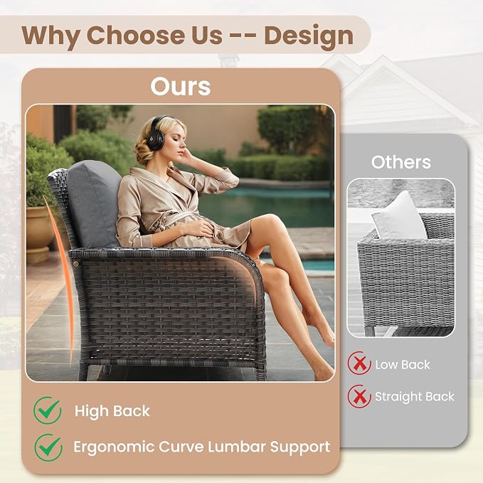 HOOOWOOO Patio Furniture Set, 6 Pieces Outdoor Conversation Set, All Weather - Image 2