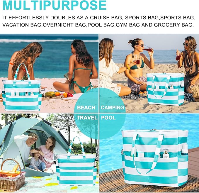 Beach Pool Bags Tote for Women Ladies Large Gym Tote Carry On Bag - Image 2
