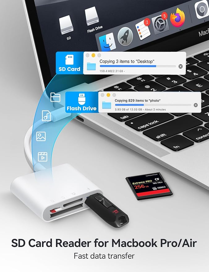 USB C to SD CF Card Reader, SD Card Adapter - Image 4
