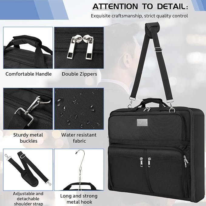 AKOZLIN Travel Luggage Garment Bag Foldable Hanging Suit Bag - Image 5