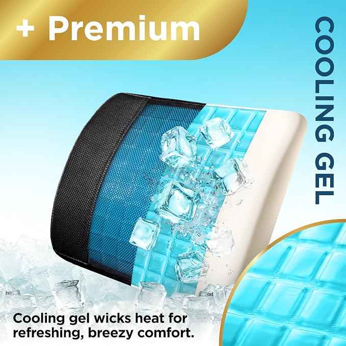 BLACK+DECKER Cooling Gel Lumbar Memory Foam Cushion – Ergonomic Back Support - Image 3