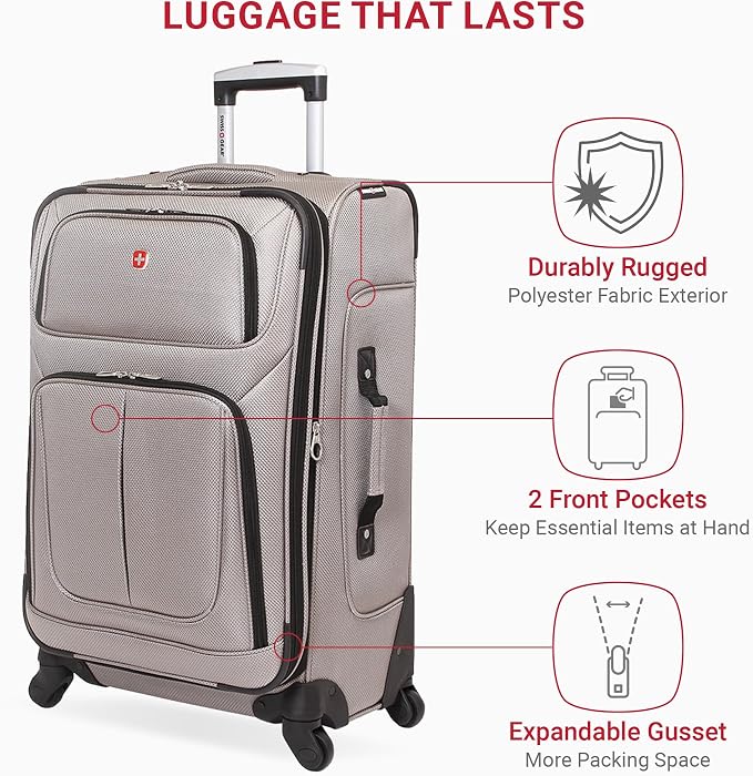 SwissGear Sion Softside Expandable Luggage, Checked-Medium 25-Inch - Image 4