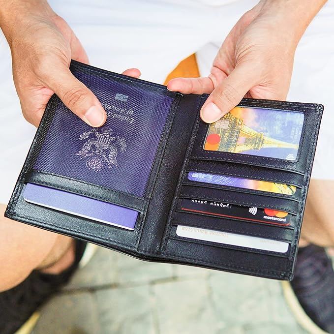 Polare RFID Blocking Napa Leather Passport Holder Travel Wallet - Image 3
