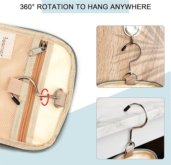 Hanging Travel Toiletry Bag for Women and Men, 6 Organizer Compartments - Image 3