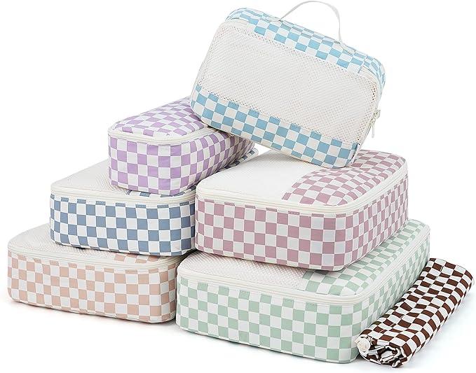 Narwey 7 Set Checkered Packing Cubes by Narwey