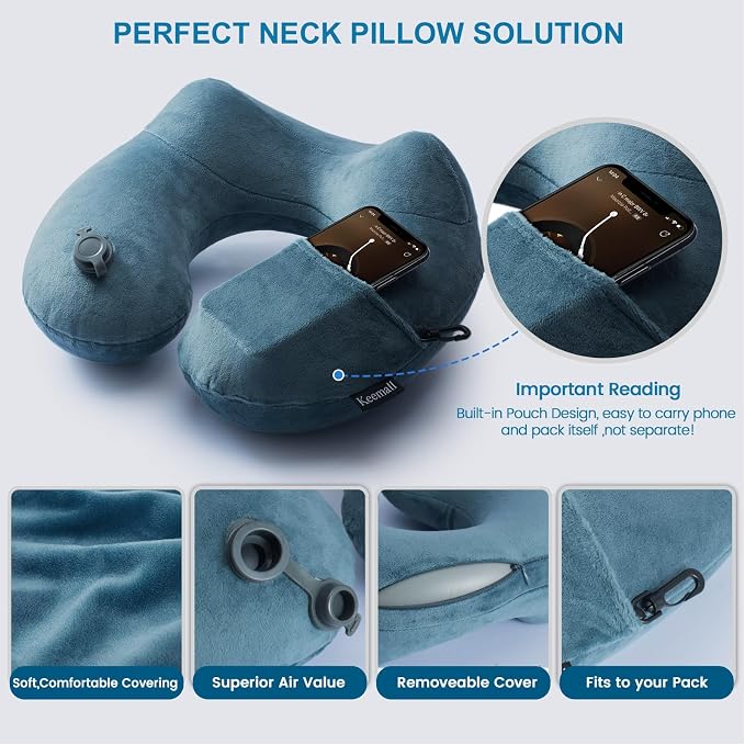 2Pack Inflatable Travel Neck Pillow - Image 5