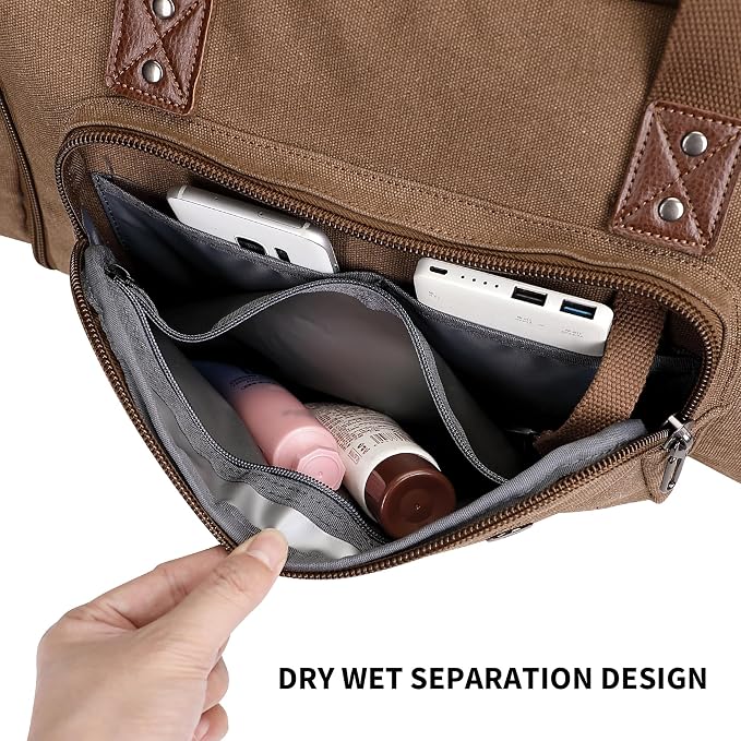 WITZMAN Mens Duffle Bags for Traveling Canvas Weekender Travel Bag Expandable - Image 5