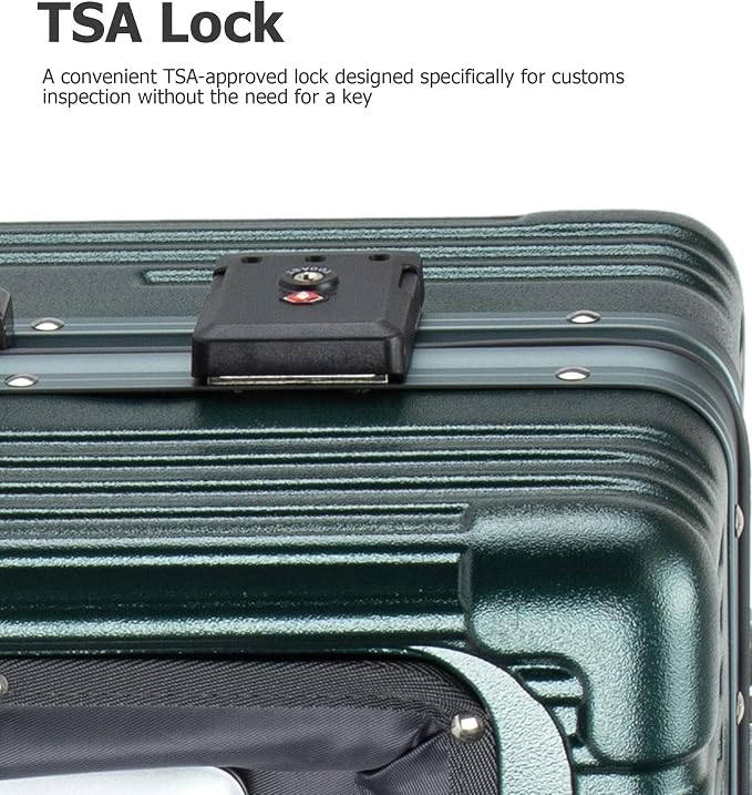 feilario 20in Aluminium Frame PC Hard Shell Spinner Wheels Luggage, Built-In - Image 7