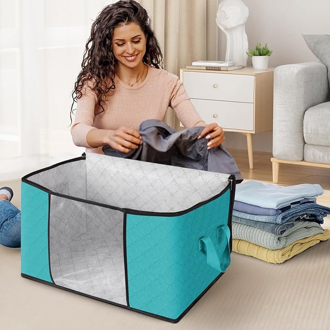 Fab totes 10 Pack Clothes Storage, Foldable Thick Fabric Blanket Storage Bags - Image 3