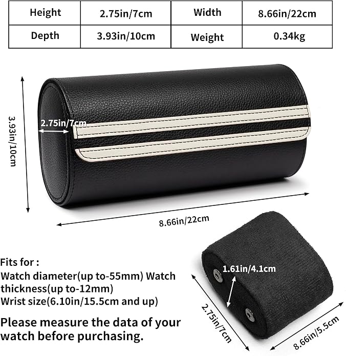 MOZSLY Watch Roll Travel Case 3 Slots Portable Box - Image 4