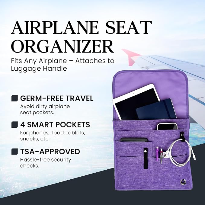 SO~MINE Airplane Pocket Organizer | Tray Table Cover | In Flight Seat Back - Image 3